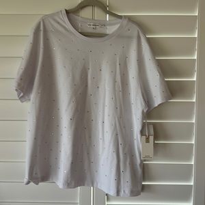 Good American white tee with rhinestone embellishment, size 2